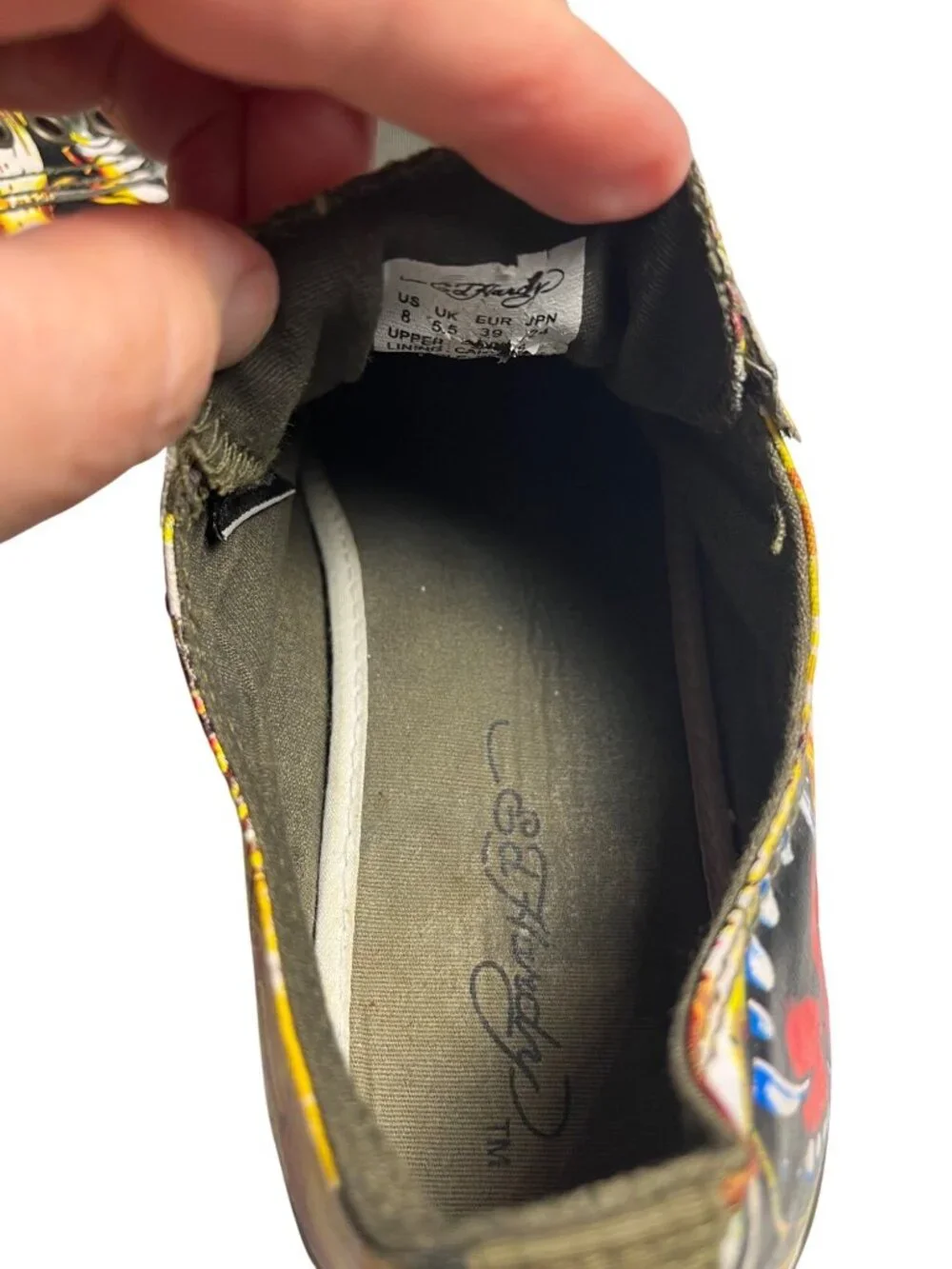 VTG Y2K Ed Hardy Tiger Tattoo Canvas Slip-On laceless Sneakers Mens 8 Womens 10